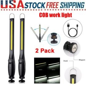 LED USB Rechargeable Work Light Magnetic Flashlight Flexible Cordless Torch Automotive Inspection Light (Option: 2PCS)